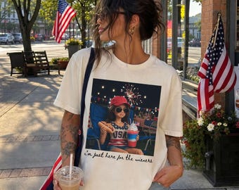 Comfort Colors®4th Of July Barbie Face,Funny Meme Shirt,Funny Doll Just Here For The Wieners Shirt, USA 250th Anniversary Humor Tee
