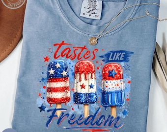 Comfort Colors®4th of July Shirt, Taste Like Freedom,Ice Cream Shirt, Independence Day Tee