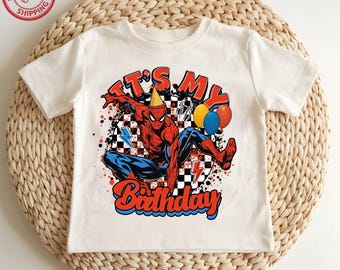 It's My Birthday Shirt, Spider Tee, Kids Birthday  Tshirt, Gift Tee