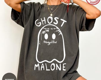 Comfort Colors®Ghost Malone Halloween Shirt, Funny Ghost Graphic Tee, Spooky Season T-Shirt, Vintage Halloween Shirt, Cute Fall Ghost Gift