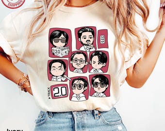 Comfort Colors® BTS 2.0 アリランシャツ、BTSツアー2026キュートなグループグラフィック、ファンにインスパイアされたTシャツ