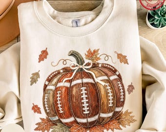 Football Season Pumpkin Sweatshirt, Vintage Fall Football Shirt, Cute Game Day Graphic Tee, Autumn Tailgate Sweatshirt, Football Fan Gift