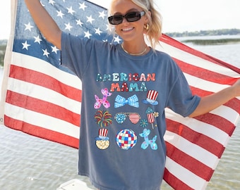 Comfort Colors®American Mama  Shirt,4th Of July Tshirt,Independence Day,Funny Fourth Of Tee