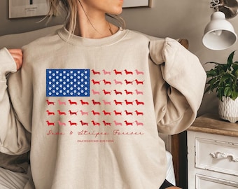 Paws and Stripes Forever Dachshund Editon Shirt,4th of July Sweatshirt,  Patriotic Doxie, USA Dog Lover Gift