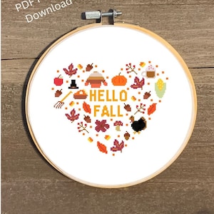 Hallo herfst kruissteekkaart, herfst herfst kruissteekpatroon pdf download kruissteekkaart herfst seizoenen, seizoensgebonden kruissteek