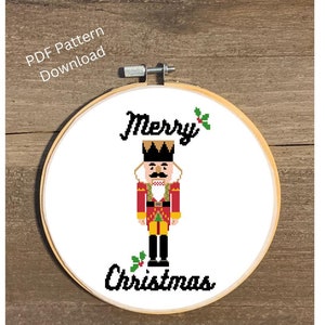 Christmas Nutcracker Cross Stitch Pattern, PDF Pattern Download, Nutcracker PDF Download, Cross Stitch Chart Merry Christmas Nutcracker PDF