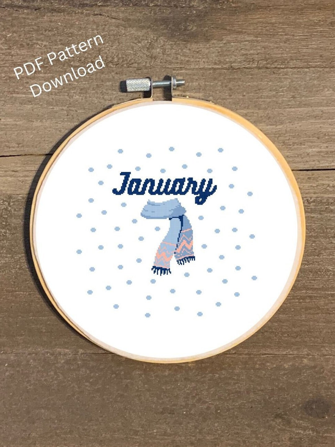 PDF DIGITAL DOWNLOAD january Cross Stitch Pattern Winter Scarf Cross