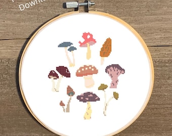 Mushroom Cross Stitch Pattern, Mushroom Collage Cross Stitch Chart, Printable Colorful Mushroom Pattern, Fungi Cross Stitch Chart Pattern,