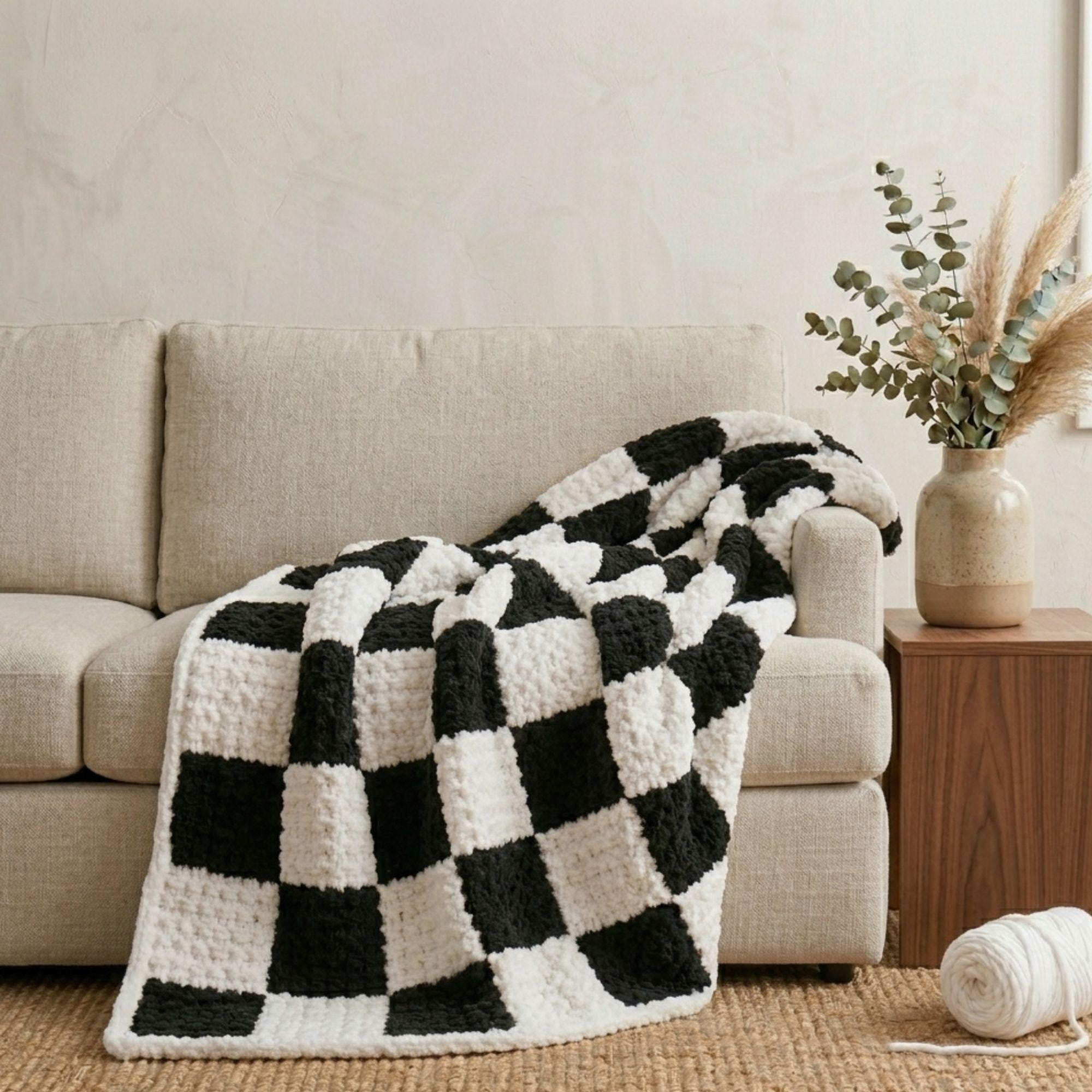 Crochet Checkered Blanket Pattern - Etsy