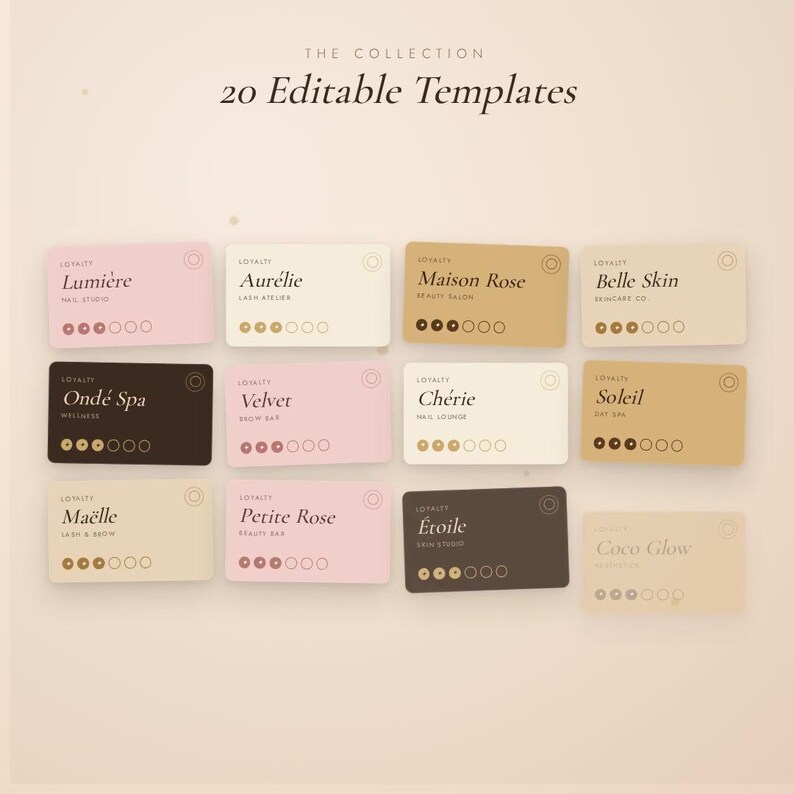 10 tarjetas de fidelización para Canva (descarga instantánea en formato PNG y enlace a Canva incluidos) imagen 4