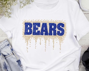 Personalized Mascot Drip Faux Rhinestone Teacher T-Shirt, Custom Team Shirt, Bling T-Shirt, Gift for Teacher, College Shirt