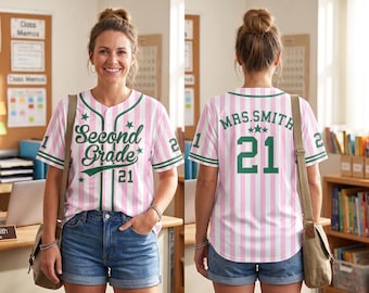 Personalized Teacher Baseball Jersey, Custom Grade & Name, Number Jersey , Back To School Gift, Teacher Game Day Tee, Teacher Shirt
