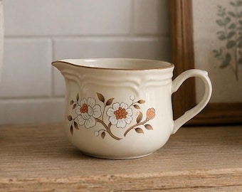 The Covington Stoneware Cream and Floral Burnet Gravy Pitcher