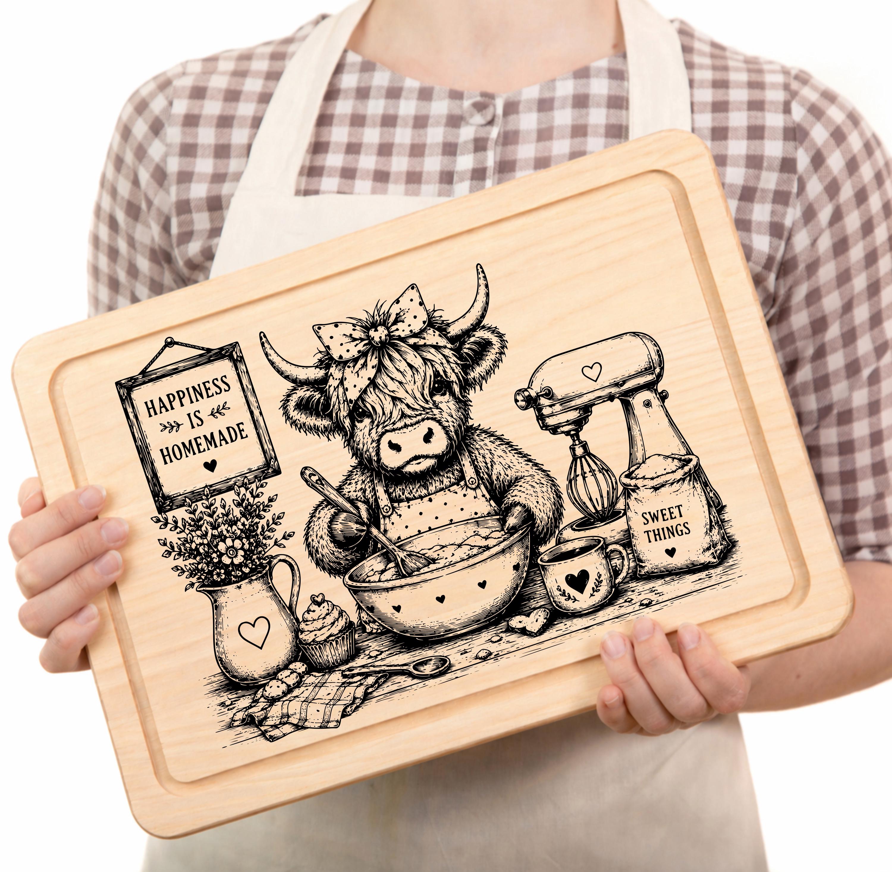 Highland Cow Baking SVG Bundle Kitchen Laser Engraving File Farmhouse ...