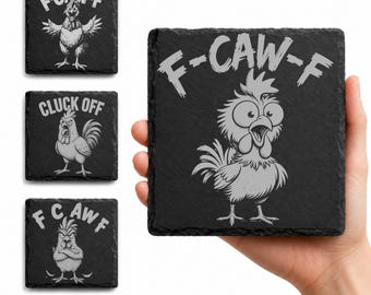 Funny Chicken Coaster PNG Bundle  Cutting board Designs  Laser Engraving Files  Slate Coaster PNG  Inverted PNG  Farm Humor Gift