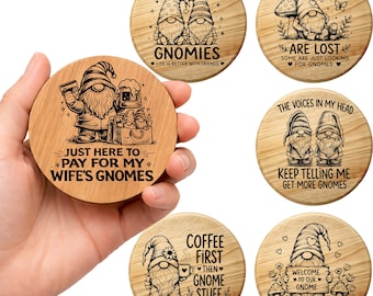 Gnome Coaster SVG Bundle  Funny Gnome Quotes Laser Engraving Files  Cutting Board SVG PNG  Wooden Coaster Designs  Glowforge Files