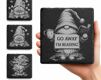 Funny Gnome Coaster SVG Bundle  Laser Engraving Files  Gnome Designs Wood Coaster Engraving  Cutting Board Design Bundle