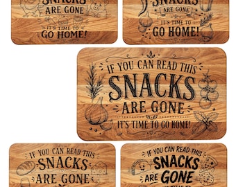 Food Cutting board  SVG Bundle | Funny Snack Quote Laser Engraving Files | Kitchen Decor  Gift for Food Lovers