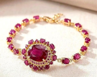 Exquisite gold and silver bracelet with natural ruby "Secular Party"