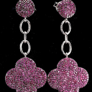 Unusual beautiful silver earrings with natural ruby "Drops of ruby rain"