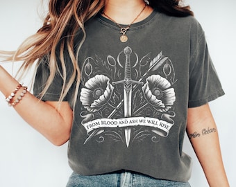 From Blood and Ash We Will Rise Comfort Colors Tee, Poppy and Casteel, Blood and Ash, Romantasy, Enemies to Lovers,The Maiden,Solis,Atlantia