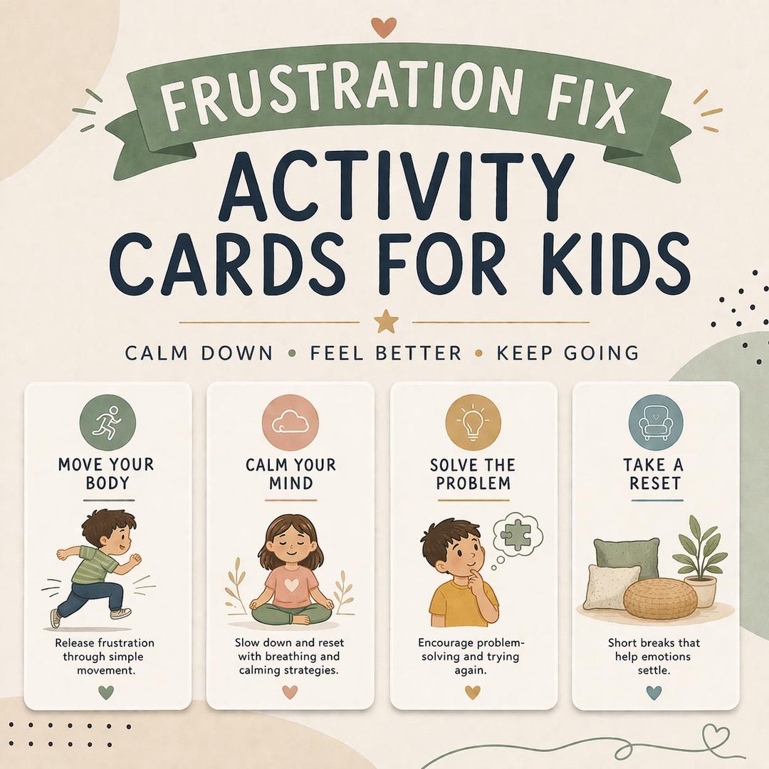 Frusting Activity Frustration Fix Activity Cards for Kids | Calm Down Printable ...