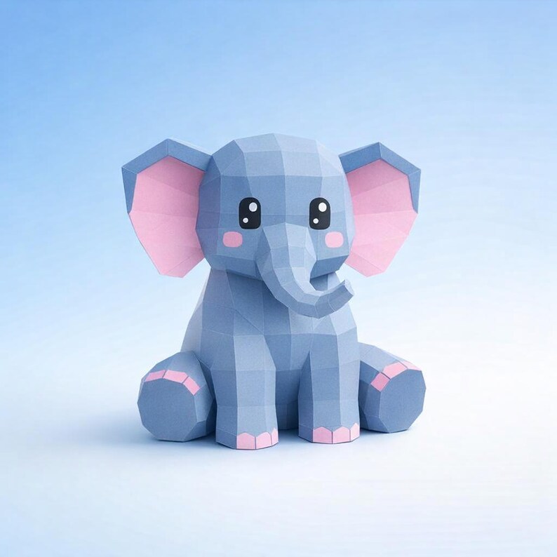Paper Assembly 3D Papercraft Elephant | Animal | DIY Assembly Kit | Living Room ...
