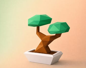 Bonsái de papel 3D | Diseño zen | Kit listo para armar | Actividad creativa | Cartulina de alta calidad | Decoración contemporánea