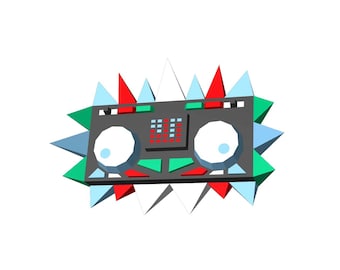 Controlador de DJ de papel 3D | Geométrico | Decoración de estudio | Plantilla PDF imprimible | Modelo de papel para armar | Descarga digital instantánea