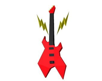 Guitarra eléctrica de papel | Geométrica | Decoración de estudio | Plantilla PDF imprimible | Modelo de papel DIY | Descarga digital instantánea