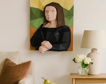 3D Papercraft Mona Lisa Wall Art | Low Poly | Studio Decor | Printable PDF Template | DIY Paper Model | Instant Digital Download