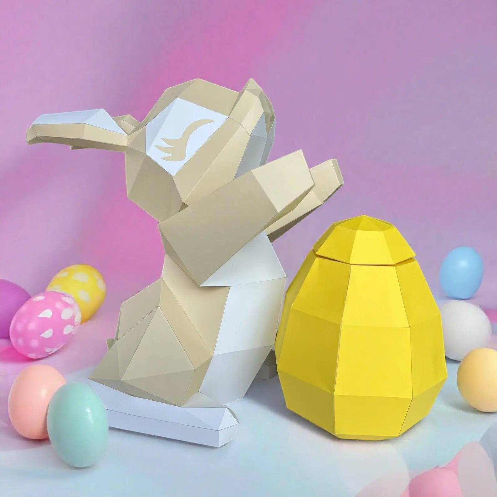 3D Paper Easter Bunny | Origami | Paper Kit to Assemble | Home Decor ...