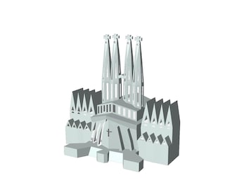 Maqueta de papel de la Sagrada Familia en PDF | 3D de baja poligonización | Decoración arquitectónica | Plantilla PDF imprimible | Maqueta de papel para armar | Descarga digital instantánea