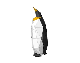 Soporte para botellas de vino con forma de pingüino | Diseño low poly | Decoración de mesa | Plantilla PDF imprimible | Plantilla de papel para manualidades | Descarga digital instantánea