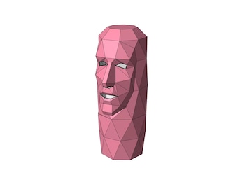 Soporte para botellas de vino con forma de rostro | Geométrico | Decoración de bar | Plantilla PDF imprimible | Plantilla de papel para manualidades | Descarga digital instantánea