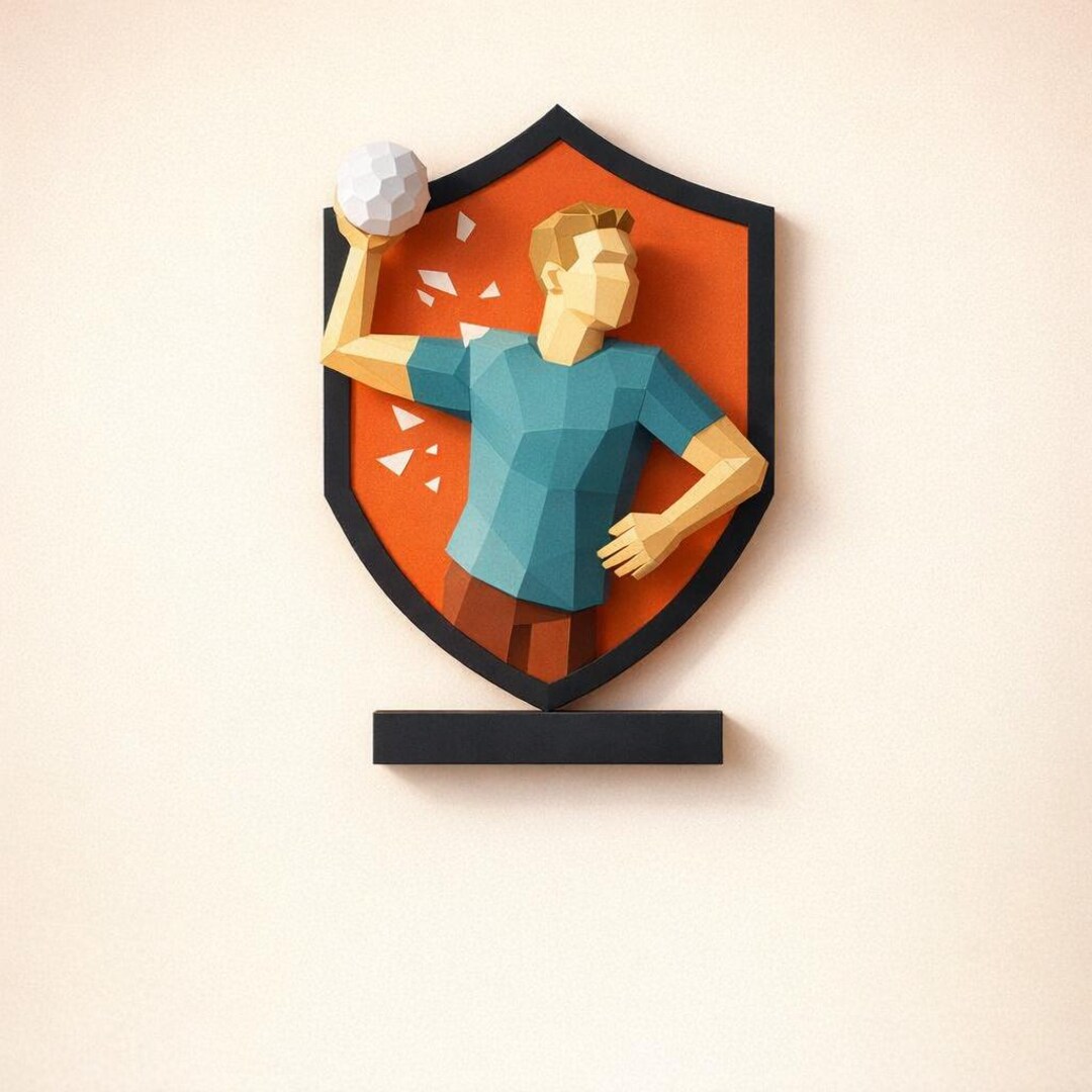 Handball Background Frame 3D Papercraft Handball Frame | Geometric | Ready-to-assemble Kit ...