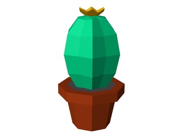 Cactus de papel 3D | Geométrico | Decoración moderna | Plantilla PDF imprimible | Modelo de papel para armar | Descarga digital instantánea