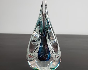 Vintage Marian Pyrcak Signed Art Glass Teardrop Paperweight