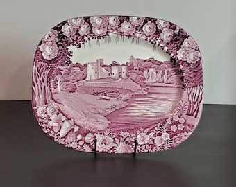 Enoch Woods-Castles -Mulberry 12" Platter Featuring The Chepstow Castle by Wood & Sons