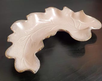 Vintage California Originals 107 Pink Gold Leaf Dish MCM Ceramic