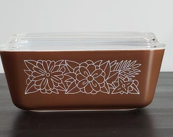 Nevera Pyrex vintage con diseño de bosque de 1,5 pintas