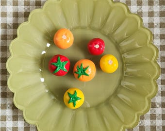6 Cherry Tomatoes - Handcrafted Food Sculpture for PLATE WALL DECOR