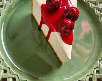 Cherry Cheesecake - Handcrafted Food Sculpture for PLATE WALL DECOR