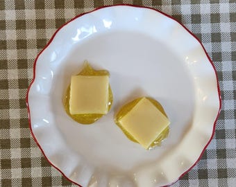2 Melting Butter Pats - Handcrafted Food Sculpture for PLATE WALL DECOR