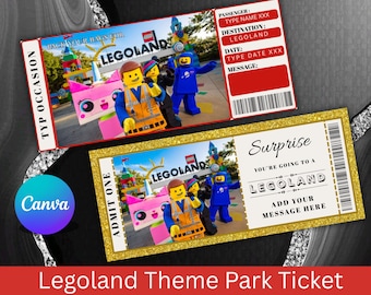 Überraschung Legoland Themenpark Ticket, Geburtstag Geschenkgutschein, Digital Travel Ticket, Bordkarte, Kinder Urlaubsgeschenk, Instant Download