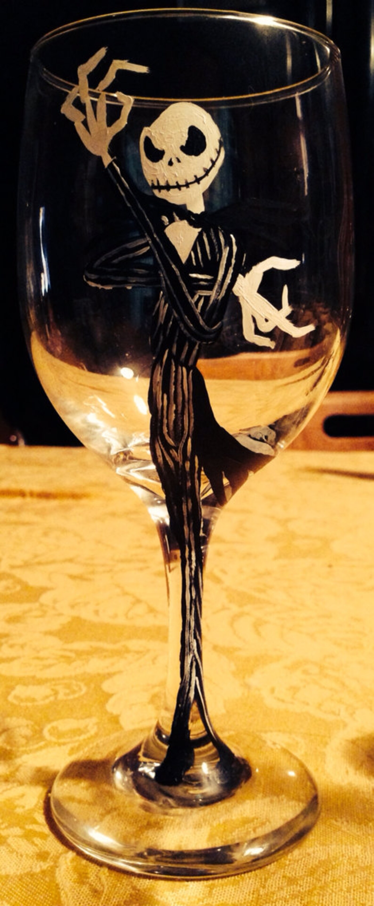 Hand painted jack skellington wine glass Etsy