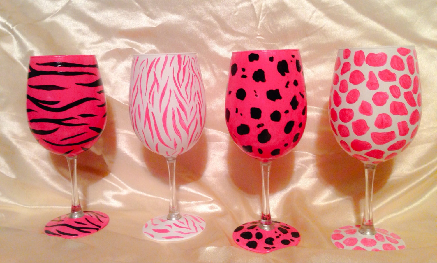 Pretty in pink wine glass set Etsy