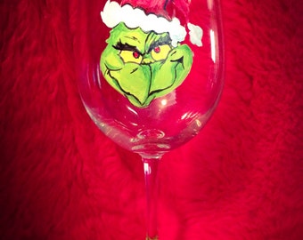 The Grinch wine glass