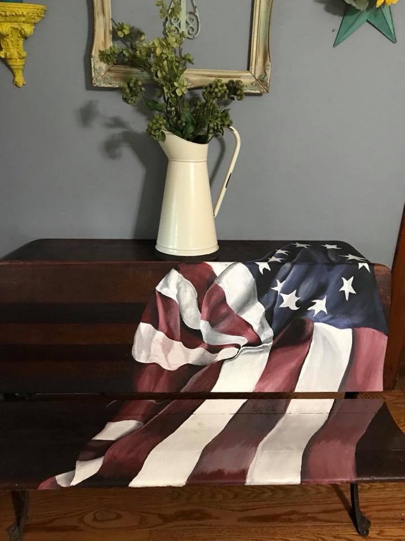 vintage flag on vintage double student desk