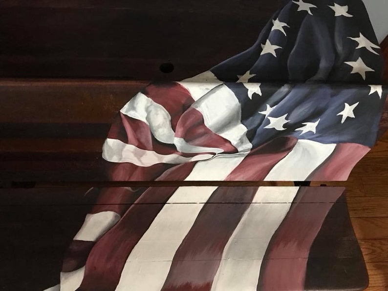 vintage flag on vintage double student desk